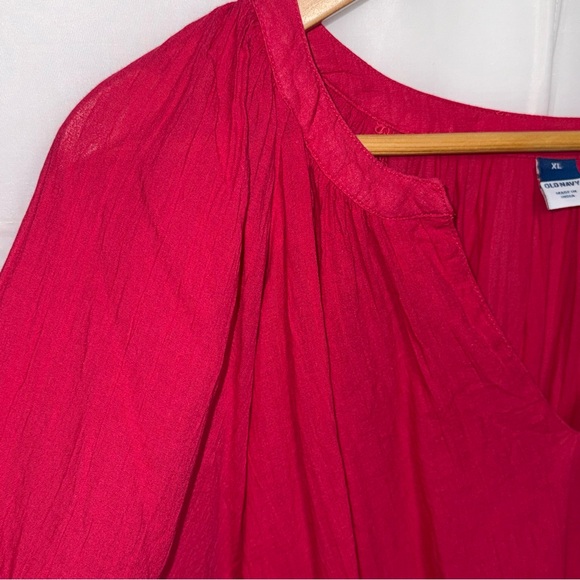Old Navy Split-Neck Crinkle Gauze Top Bright Pink XL - Picture 5 of 8